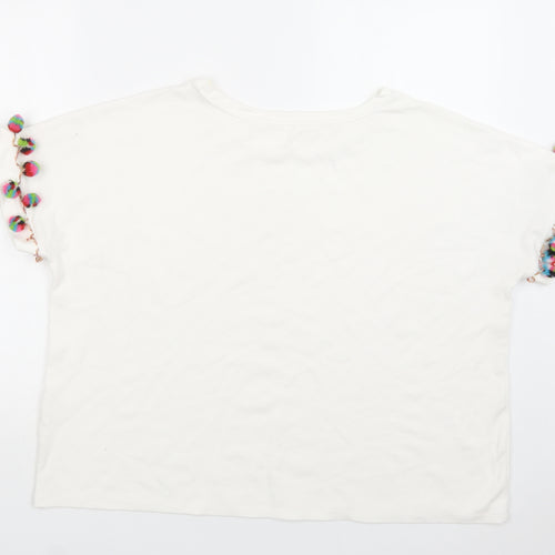 Jane and Delancey Womens White  Viscose Basic Blouse Size L Crew Neck