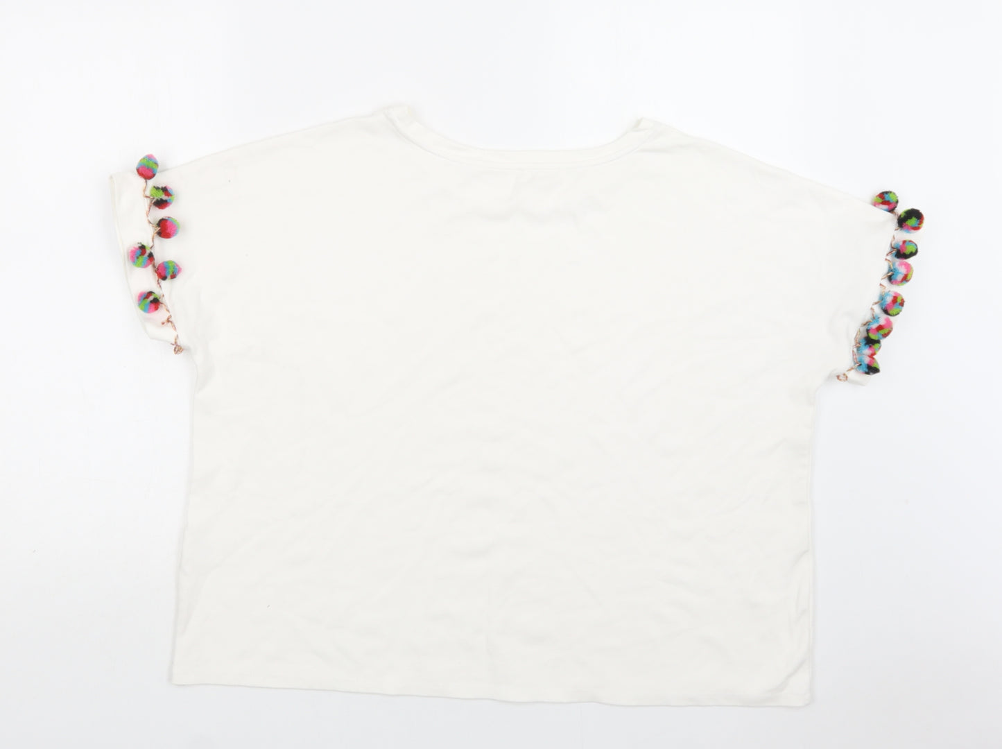 Jane and Delancey Womens White  Viscose Basic Blouse Size L Crew Neck
