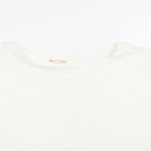 Jane and Delancey Womens White  Viscose Basic Blouse Size L Crew Neck