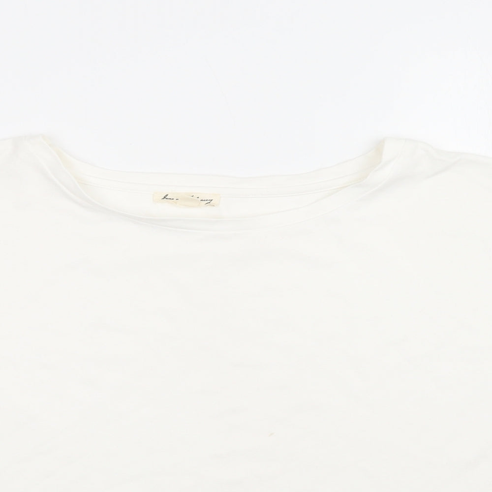 Jane and Delancey Womens White  Viscose Basic Blouse Size L Crew Neck