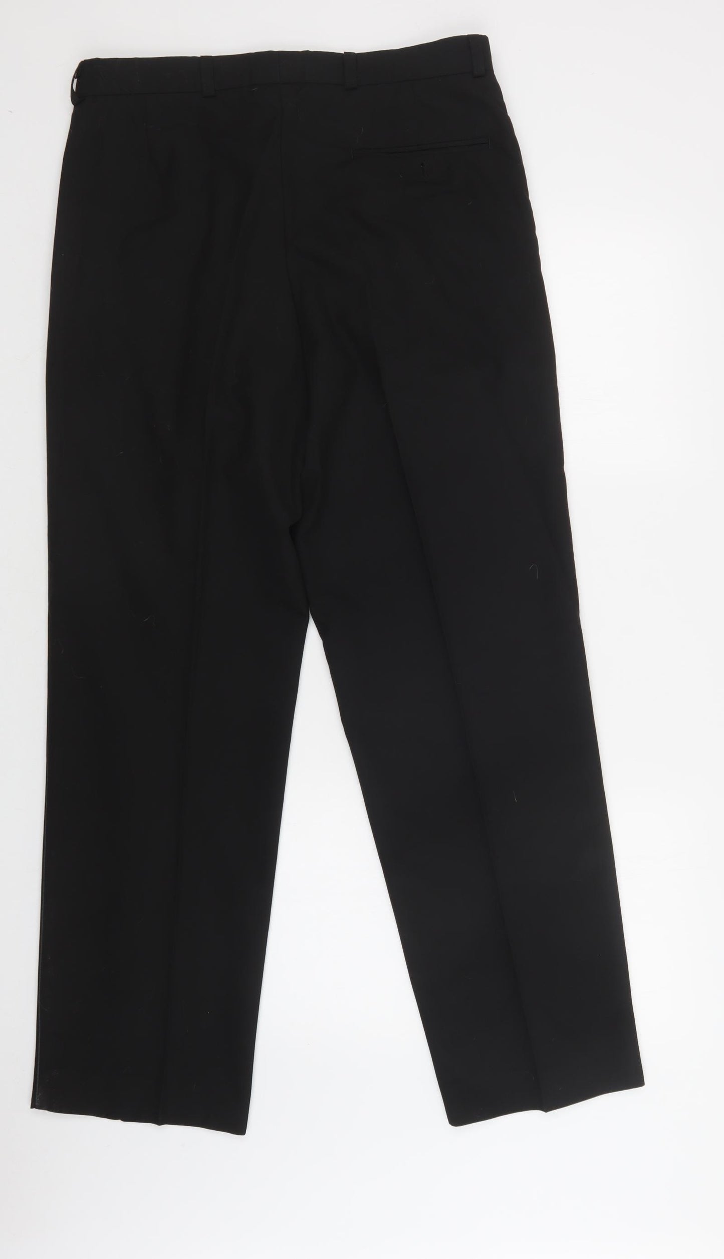 George Mens Black  Polyester Dress Pants Trousers Size 34  Regular Button