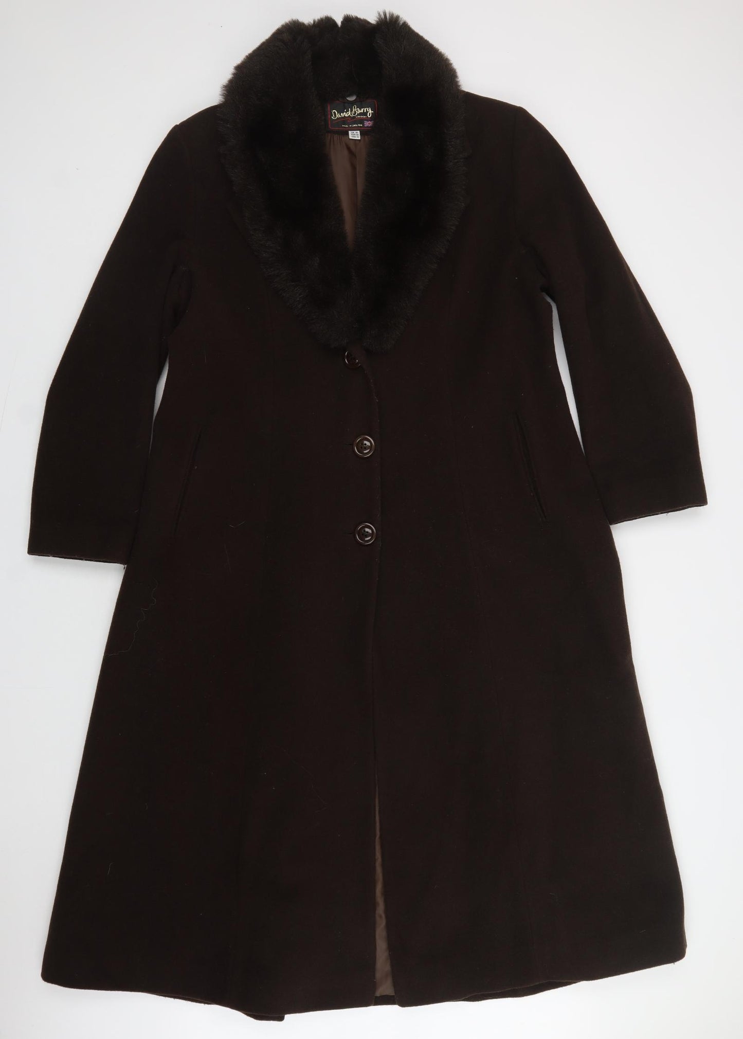 David Barry Womens Brown   Overcoat Coat Size 20  Button