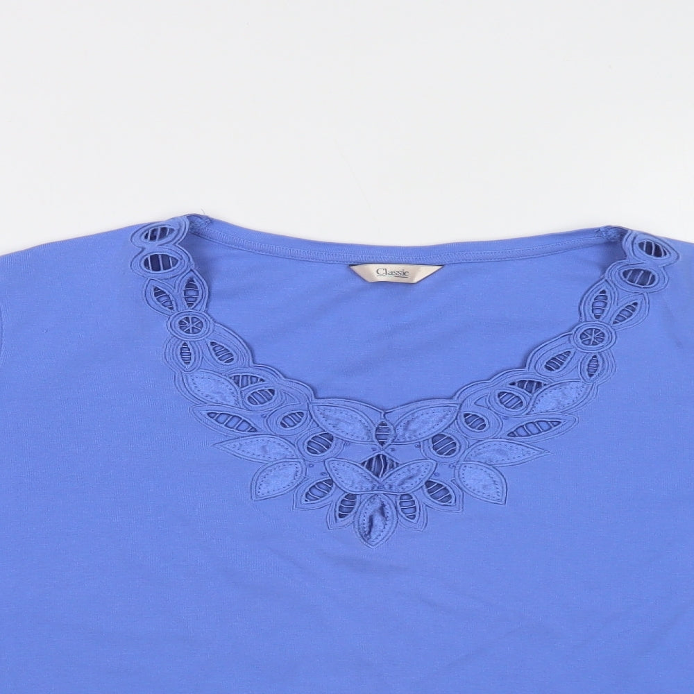 M&S Womens Blue  Cotton Basic Blouse Size 20 V-Neck