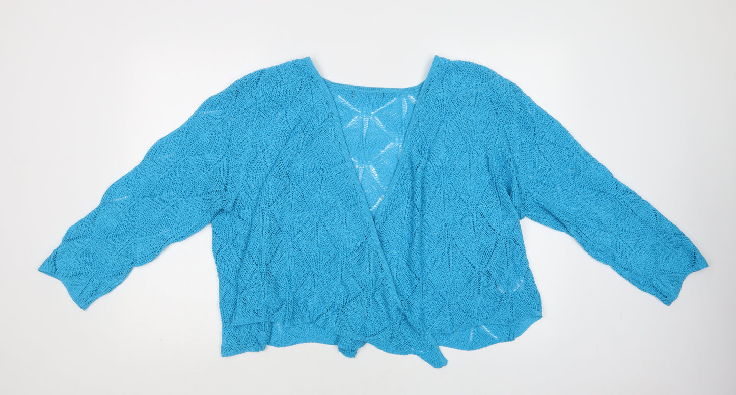 Preworn Womens Blue V-Neck  Acrylic Cardigan Jumper Size XL