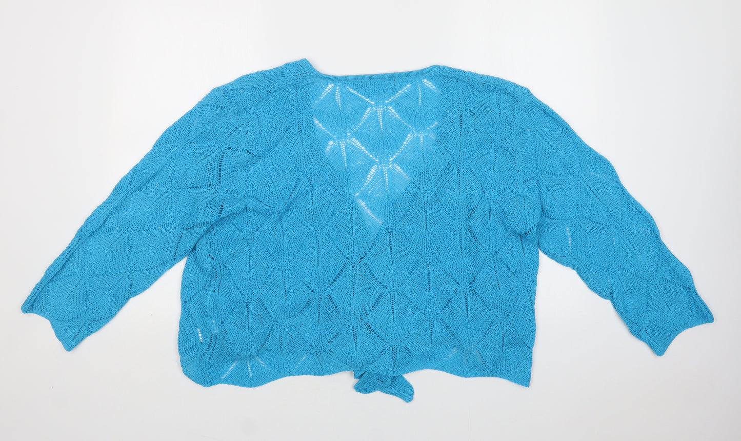 Preworn Womens Blue V-Neck  Acrylic Cardigan Jumper Size XL