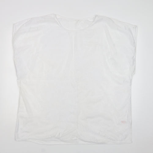 F&F Womens White Floral Polyester Basic Blouse Size XL Crew Neck