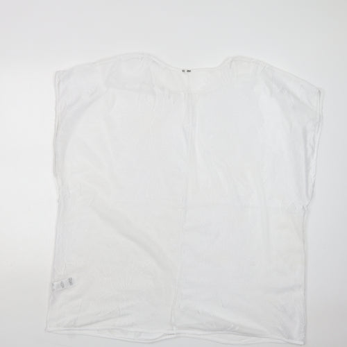 F&F Womens White Floral Polyester Basic Blouse Size XL Crew Neck