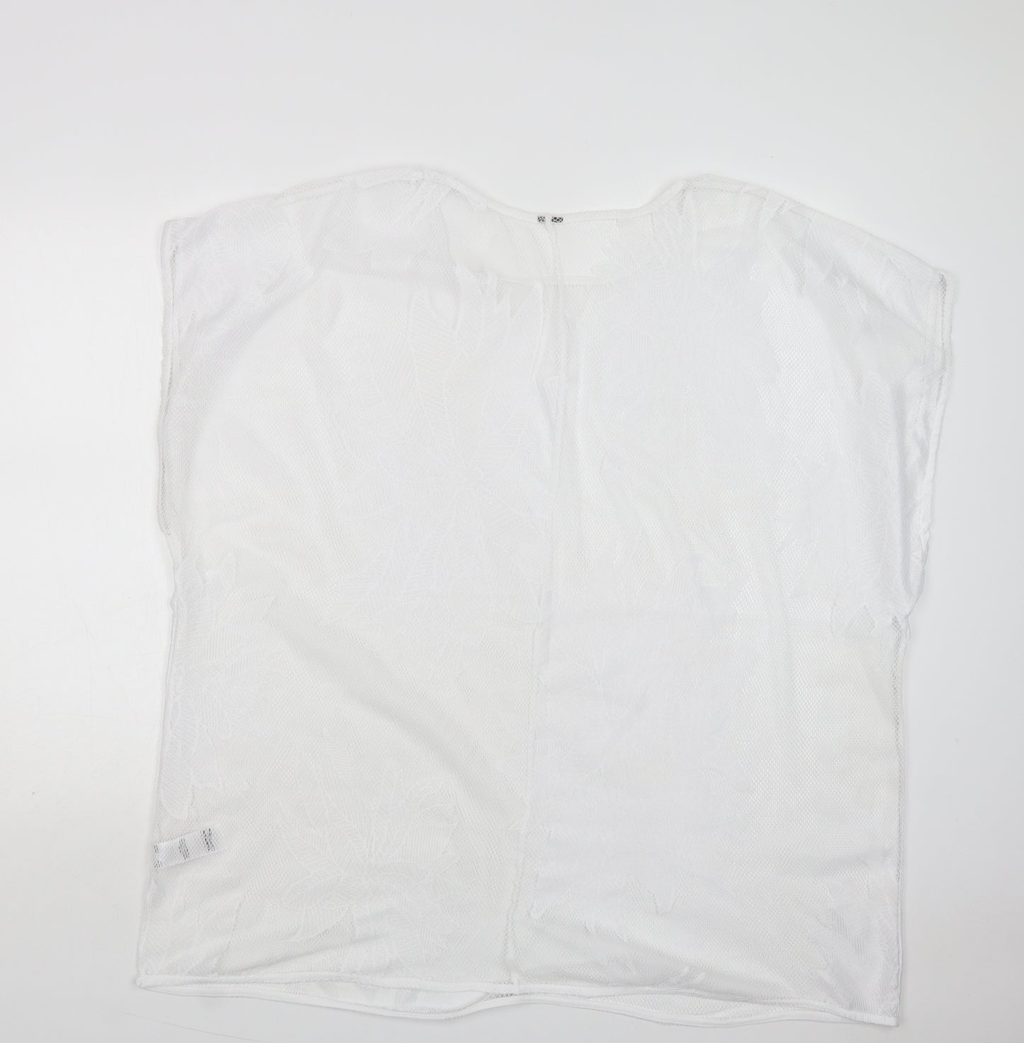 F&F Womens White Floral Polyester Basic Blouse Size XL Crew Neck
