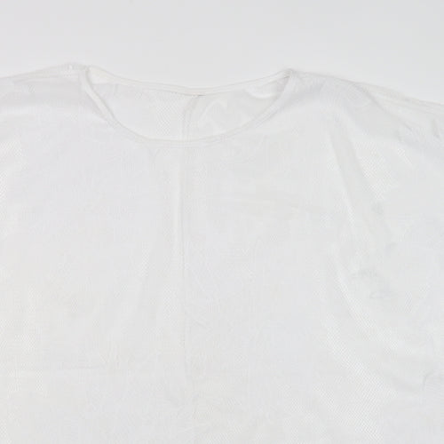 F&F Womens White Floral Polyester Basic Blouse Size XL Crew Neck