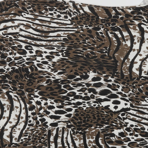 Rogers+ Rogers  Womens Brown Animal Print Viscose Basic Blouse Size 8 V-Neck