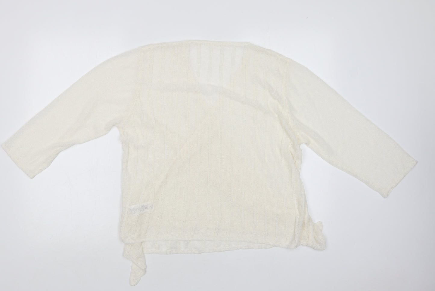 M & Co Womens White V-Neck  Viscose Cardigan Jumper Size 20