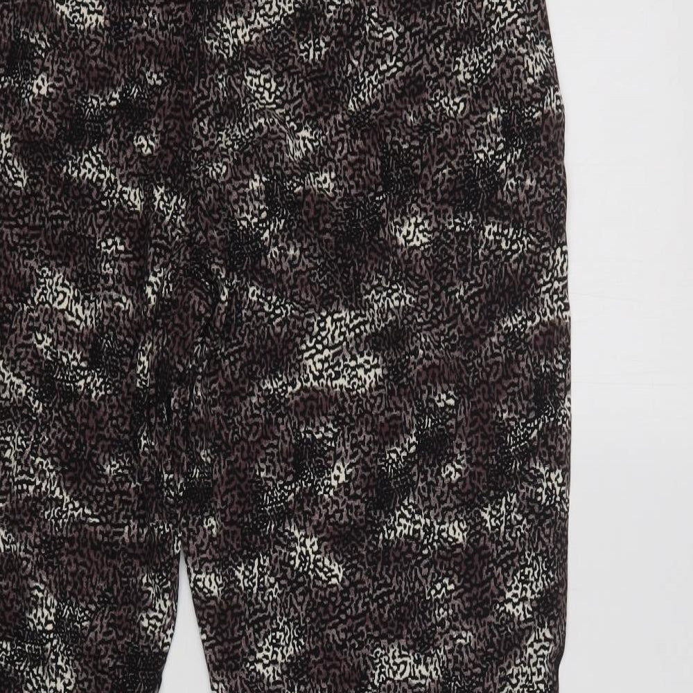 M&S Womens Brown Animal Print Viscose Trousers  Size 16 L29 in Regular