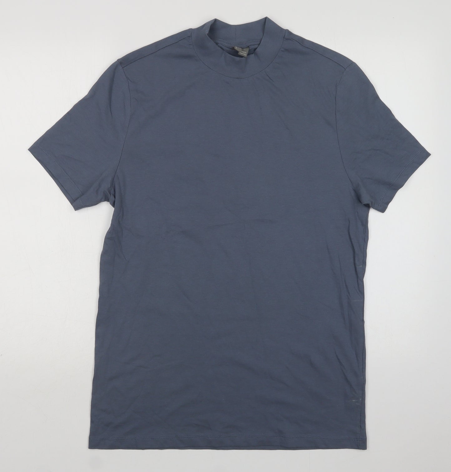 ASOS Mens Grey  Cotton  T-Shirt Size M Mock Neck