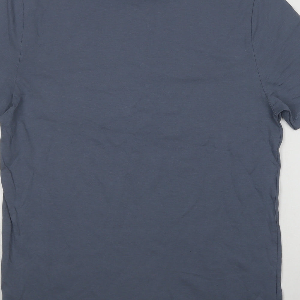 ASOS Mens Grey  Cotton  T-Shirt Size M Mock Neck