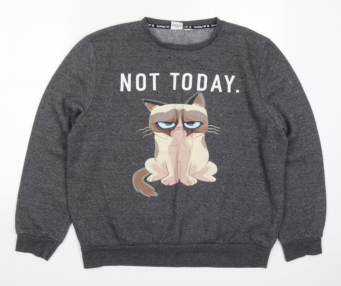 Primark Womens Grey  Polyester Pullover Sweatshirt Size 14  Pullover - Grumpy Cat Not Today