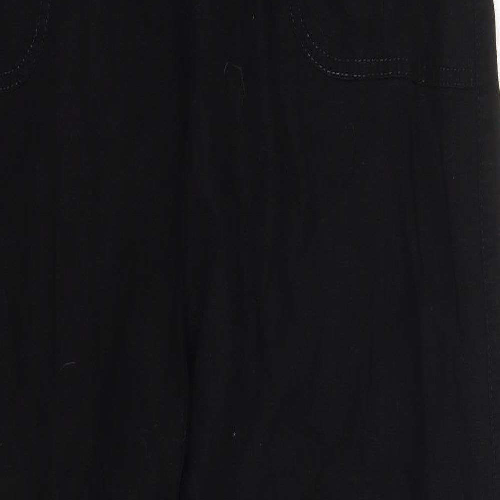 Marks and Spencer Womens Black  Linen Trousers  Size 14 L32 in Regular Button