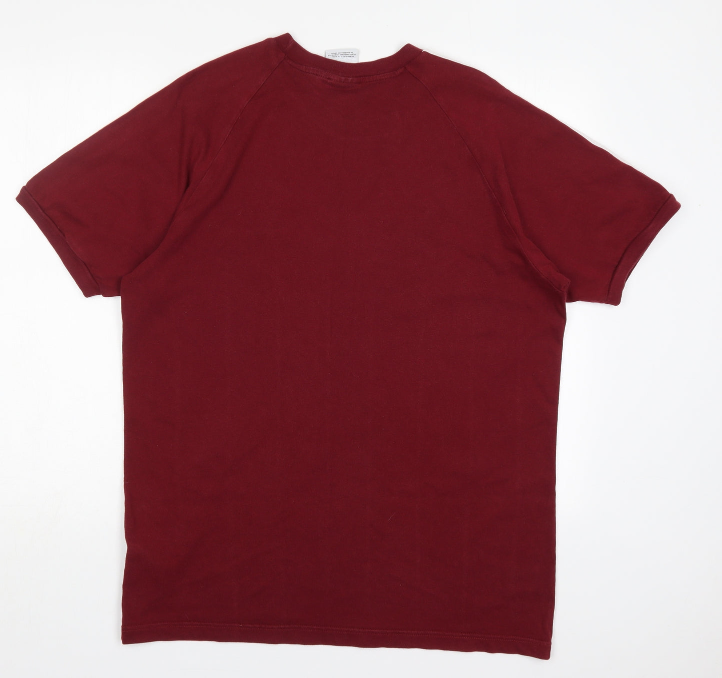 adidas Mens Red  Cotton  T-Shirt Size L Crew Neck