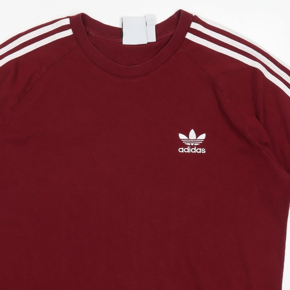 adidas Mens Red  Cotton  T-Shirt Size L Crew Neck