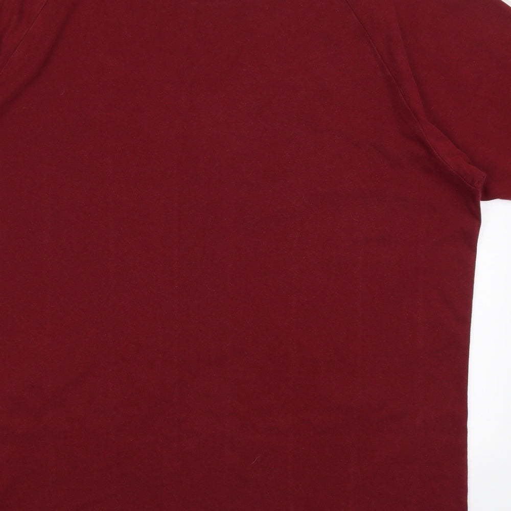 adidas Mens Red  Cotton  T-Shirt Size L Crew Neck