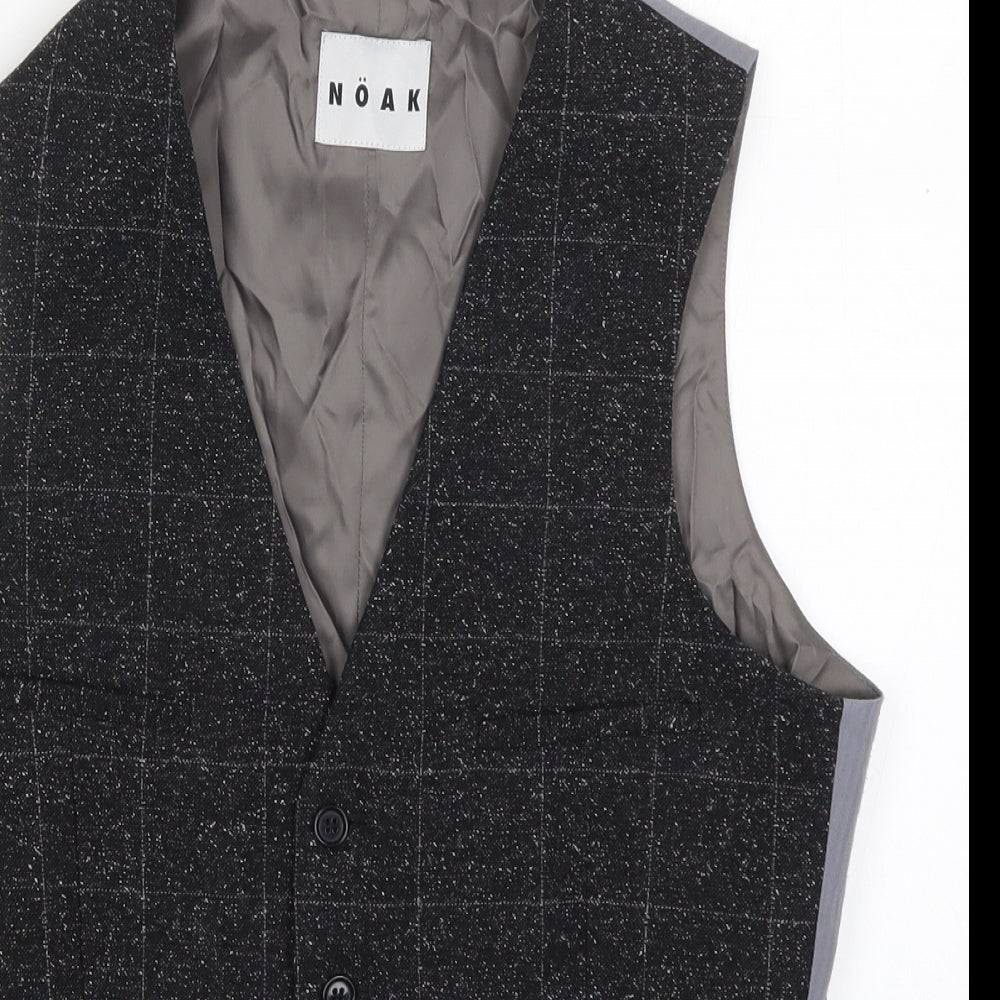 Noak Mens Grey Check  Jacket Waistcoat Size 38  Button