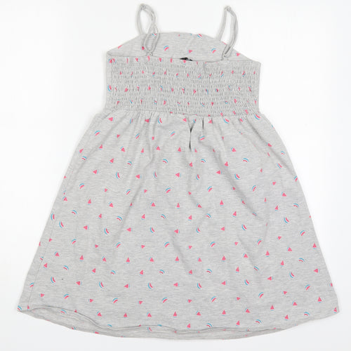 Marks and Spencer Girls Grey  Cotton A-Line  Size 10-11 Years  Square Neck Pullover - Watermelon Print