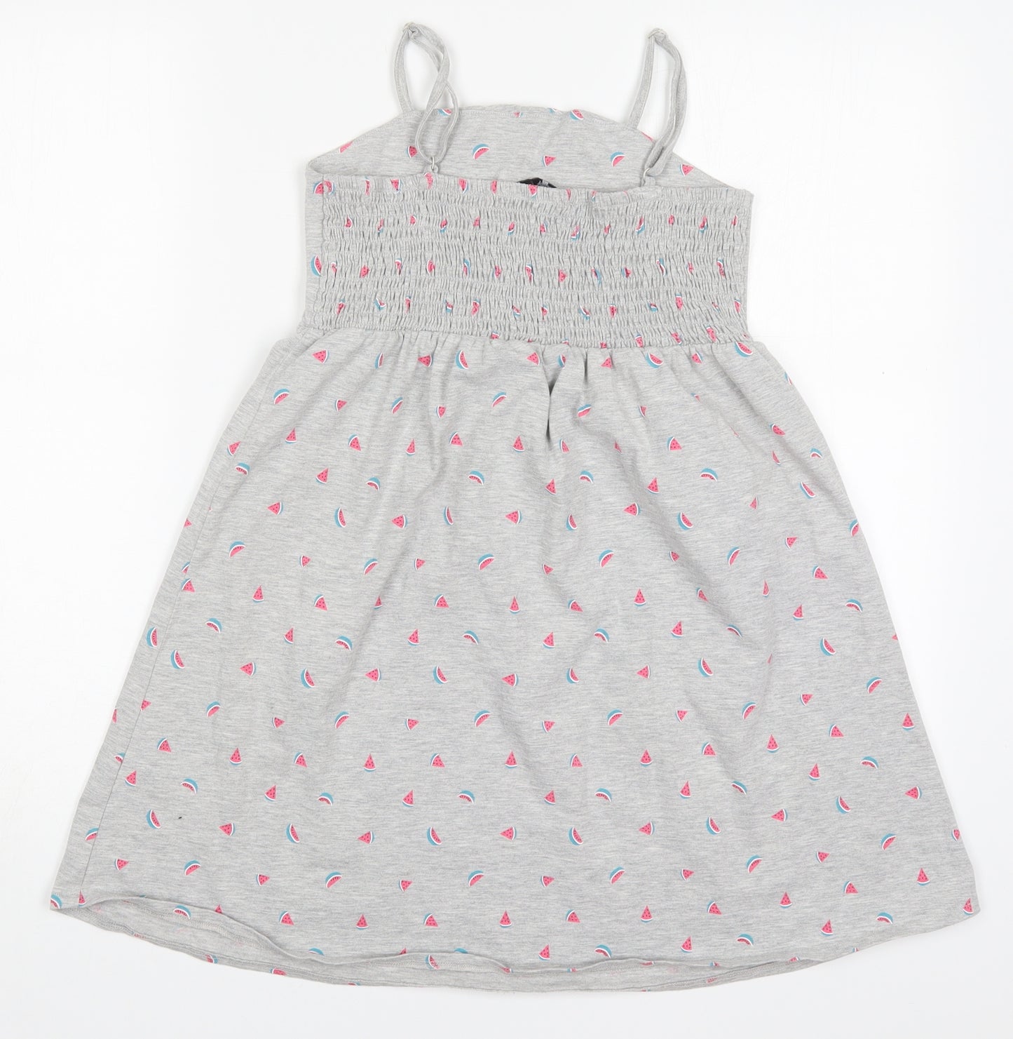 Marks and Spencer Girls Grey  Cotton A-Line  Size 10-11 Years  Square Neck Pullover - Watermelon Print