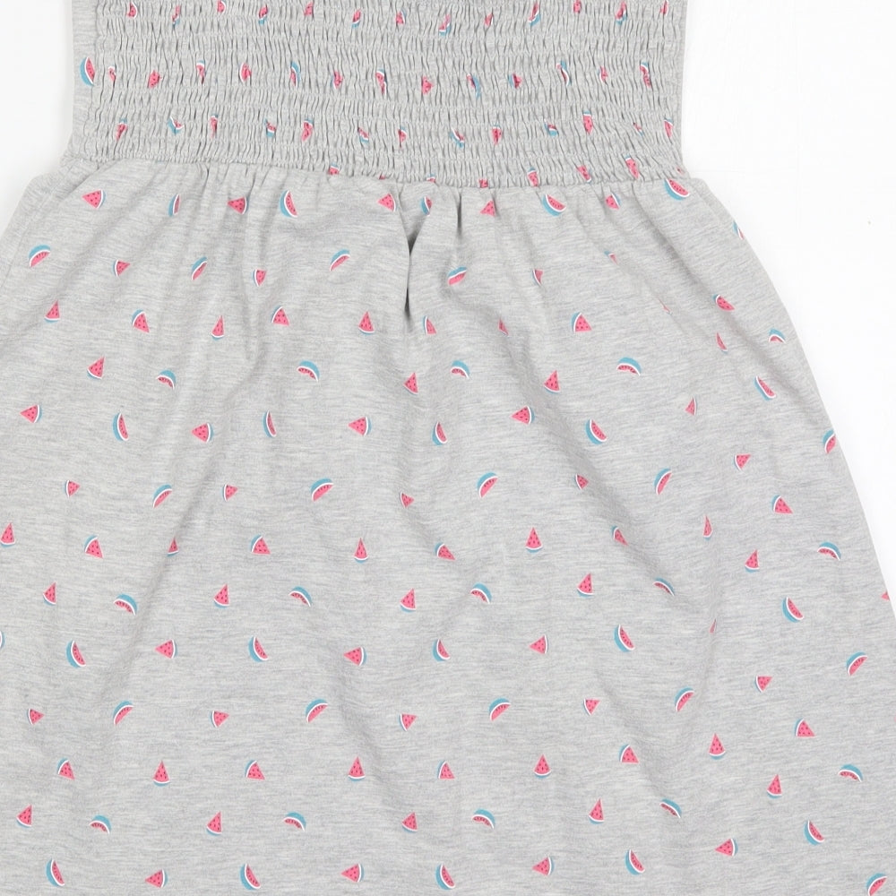 Marks and Spencer Girls Grey  Cotton A-Line  Size 10-11 Years  Square Neck Pullover - Watermelon Print