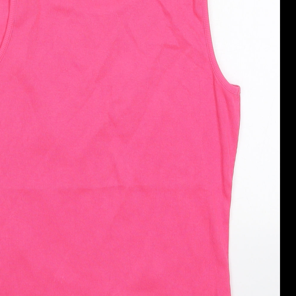 NEXT Girls Pink  Cotton Basic Tank Size 16 Years Round Neck Pullover