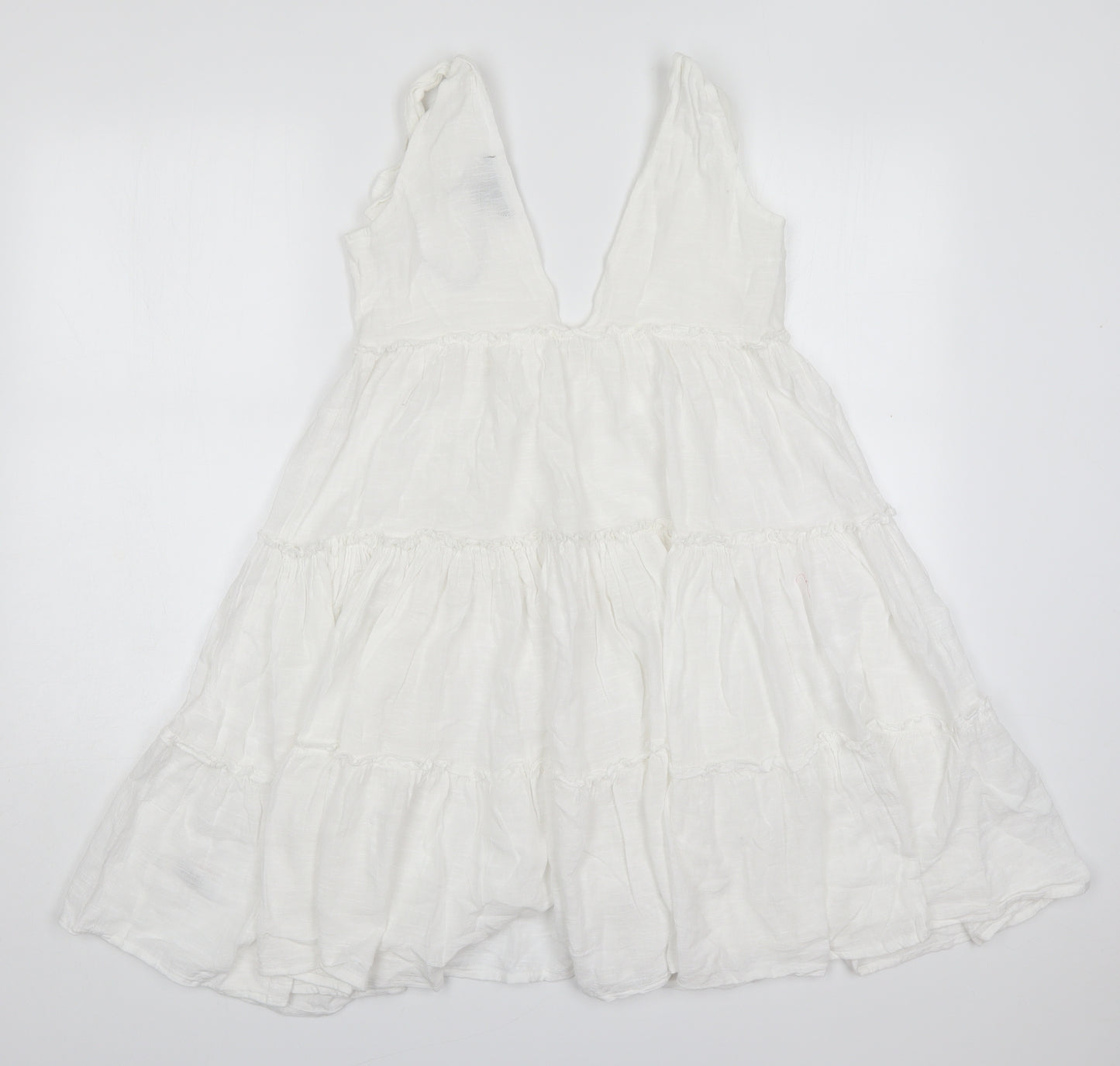 Primark Womens White  Cotton Trapeze & Swing  Size 6  V-Neck Pullover