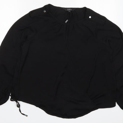 Julien Macdonald Womens Black  Polyester Basic Blouse Size 14 Round Neck