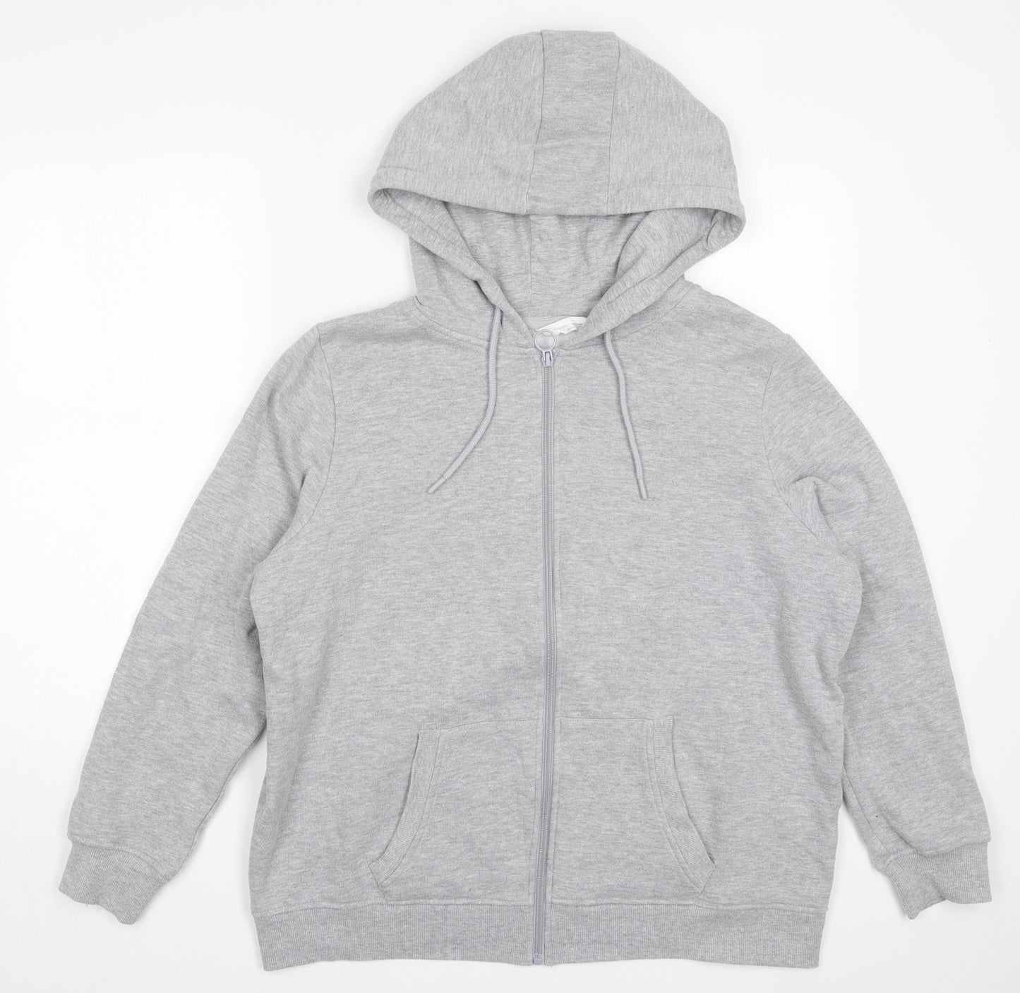 Primark Womens Grey  Cotton Full Zip Hoodie Size 18  Zip