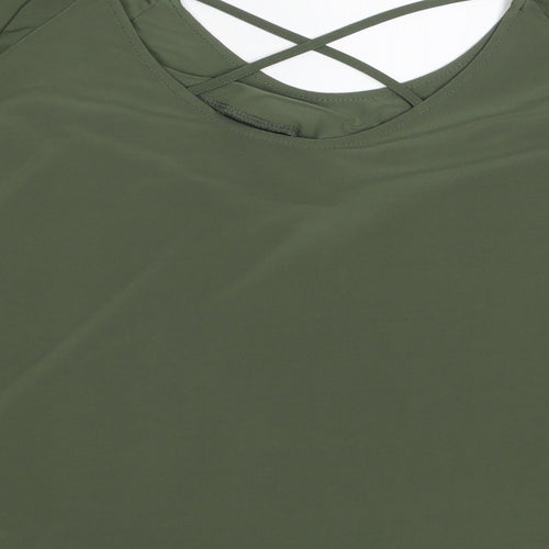 Miss Selfridge Womens Green  Polyester Basic T-Shirt Size 6 Round Neck
