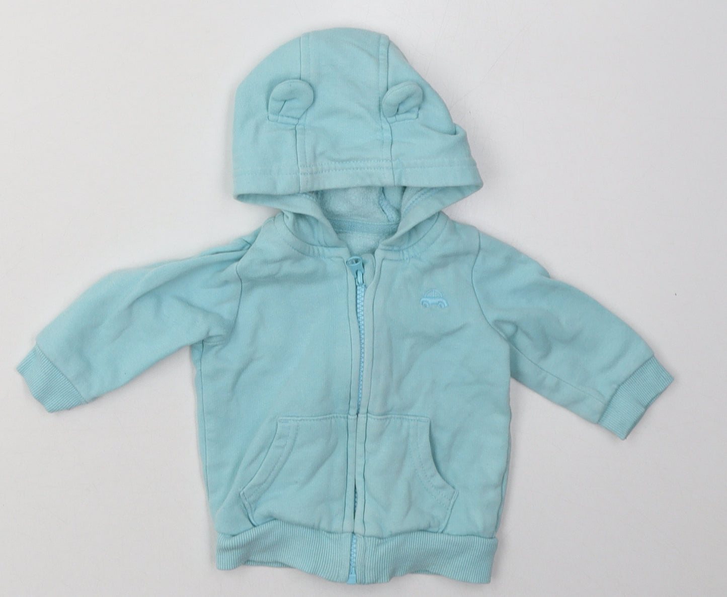 George Girls Blue  Cotton Full Zip Jumper Size 0-3 Months  Zip
