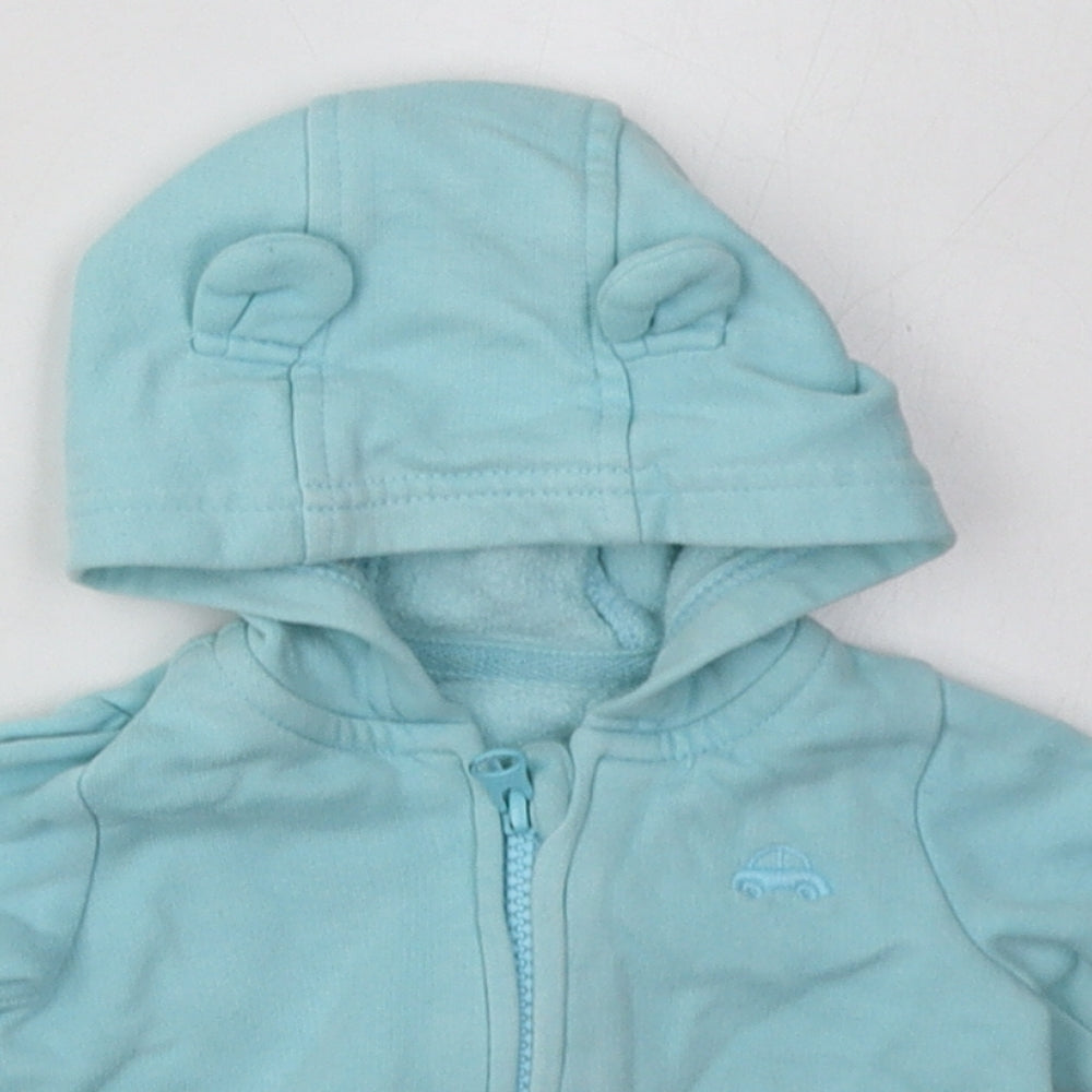 George Girls Blue  Cotton Full Zip Jumper Size 0-3 Months  Zip