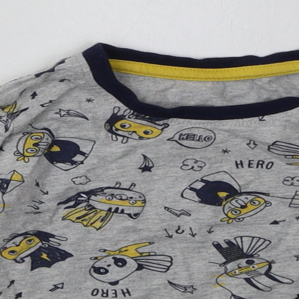 George Boys Grey Geometric Cotton Basic Casual Size 12-18 Months Crew Neck Button - Hero