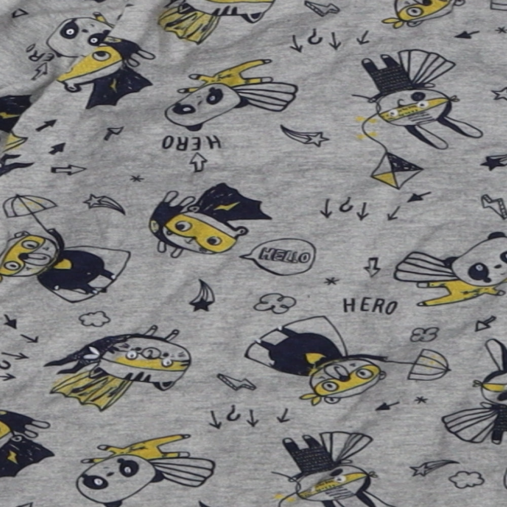 George Boys Grey Geometric Cotton Basic Casual Size 12-18 Months Crew Neck Button - Hero