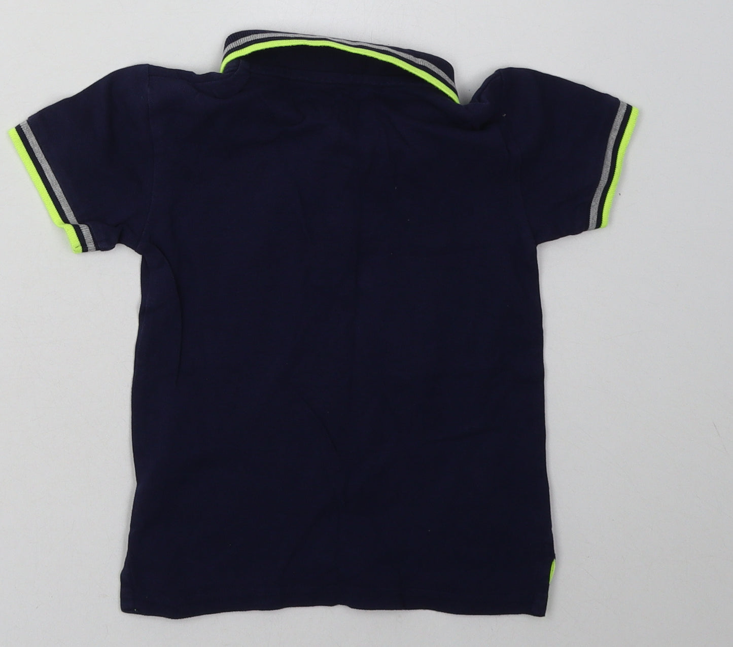 Debenhams Boys Blue Striped Cotton Basic Polo Size 3-4 Years Collared Button