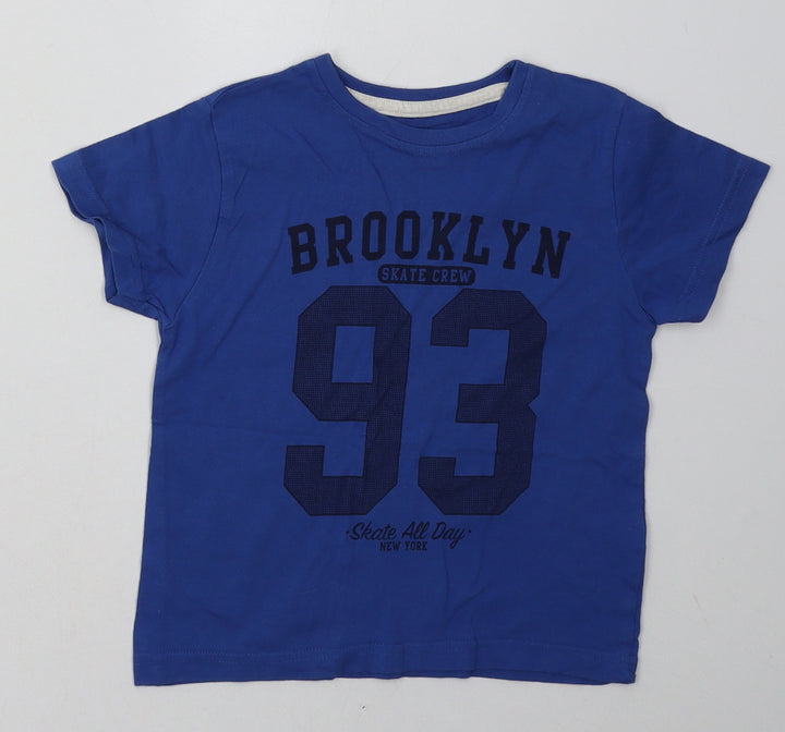Primark Boys Blue  Cotton Basic T-Shirt Size 3-4 Years Crew Neck Pullover - Brooklyn New York