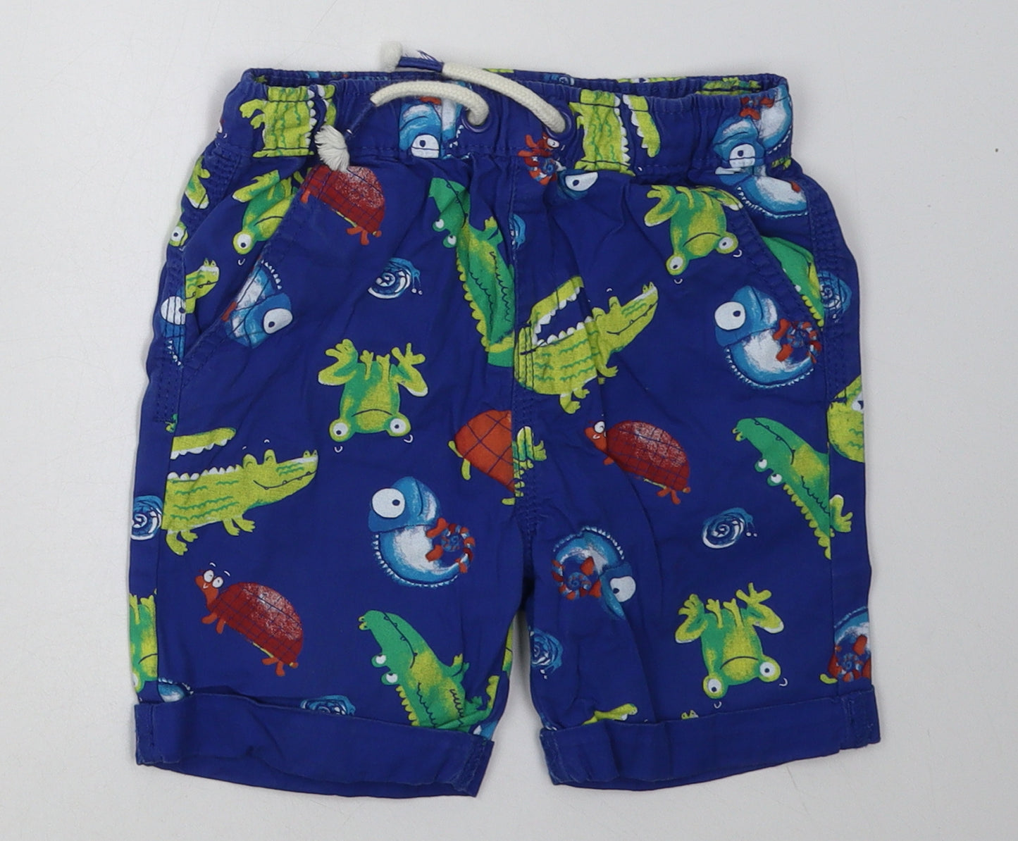 George Boys Blue Geometric Cotton Bermuda Shorts Size 3-4 Years  Regular Tie - Crocodile