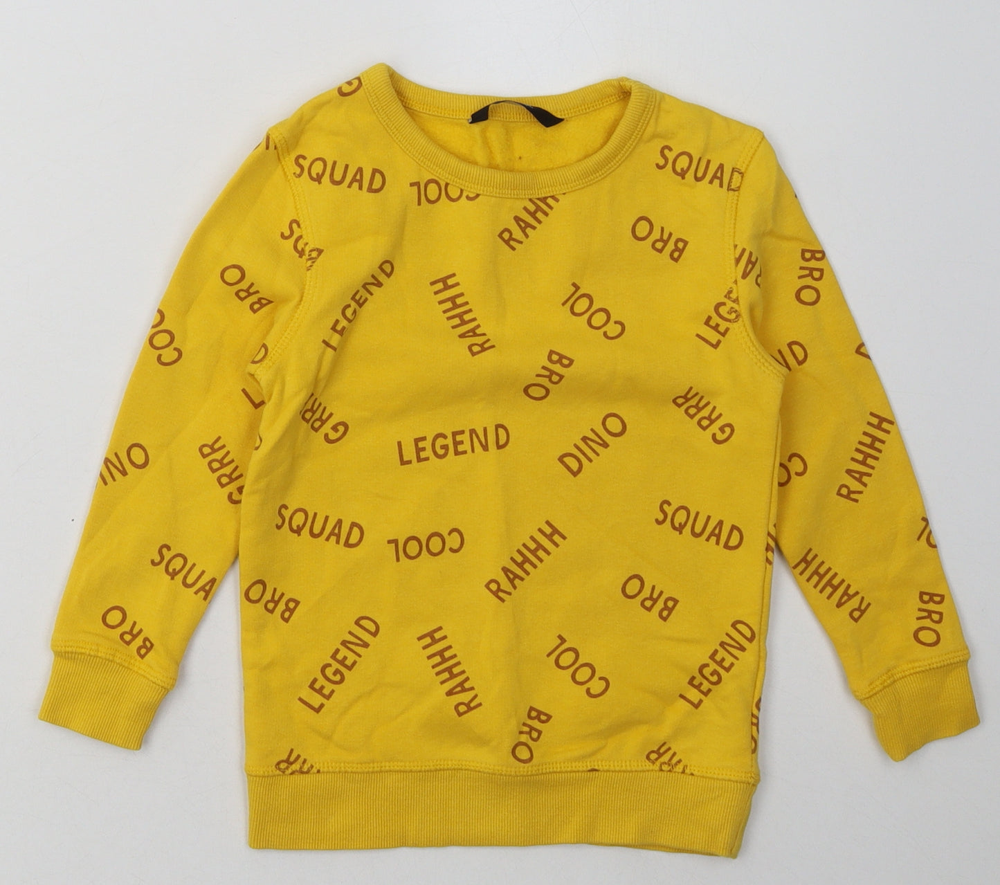 George Boys Yellow Geometric Cotton Pullover Sweatshirt Size 3-4 Years  Pullover - cool bro dino rahh
