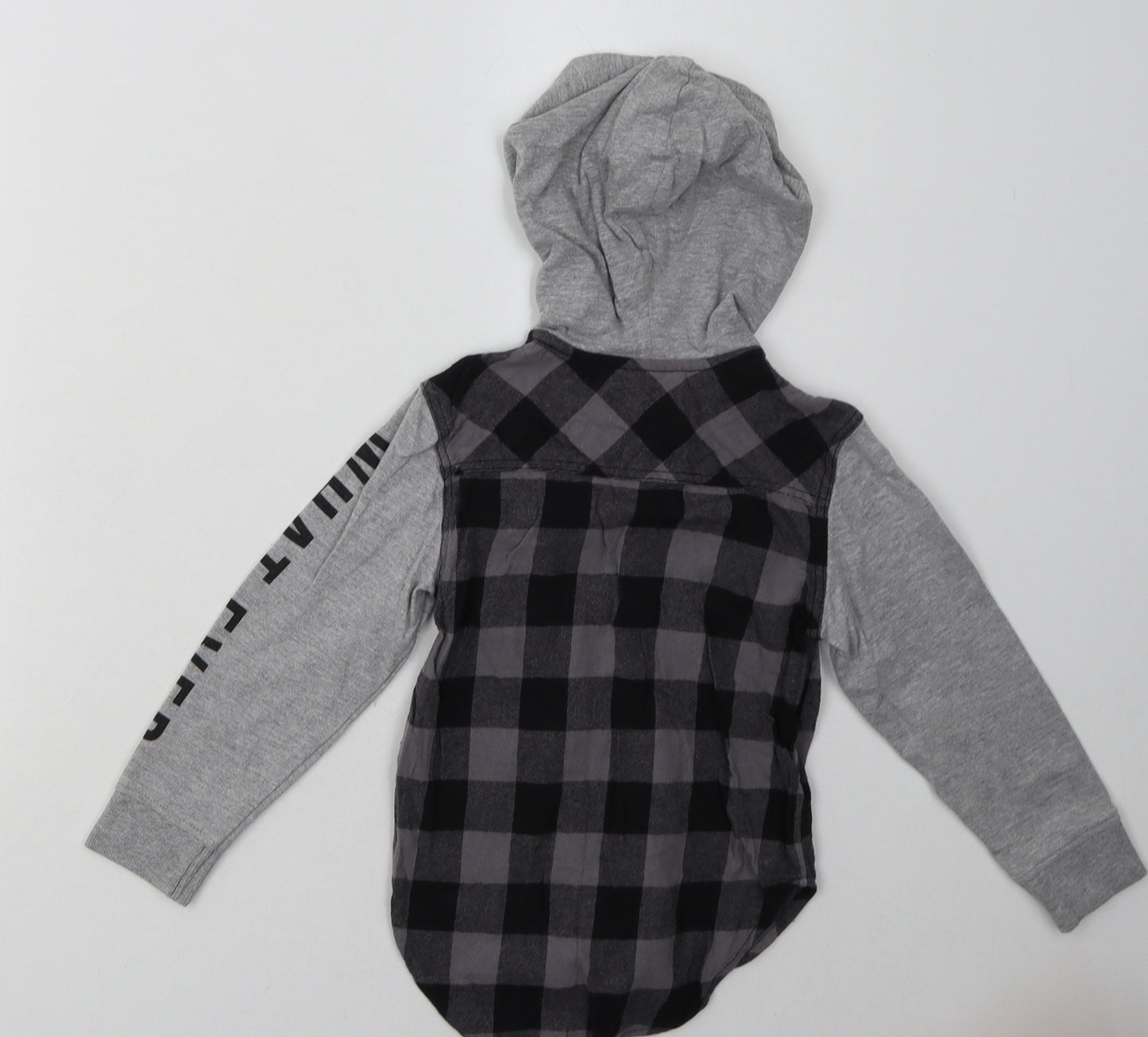 Primark Boys Green Check Cotton  Hoodie Size 3-4 Years  Button