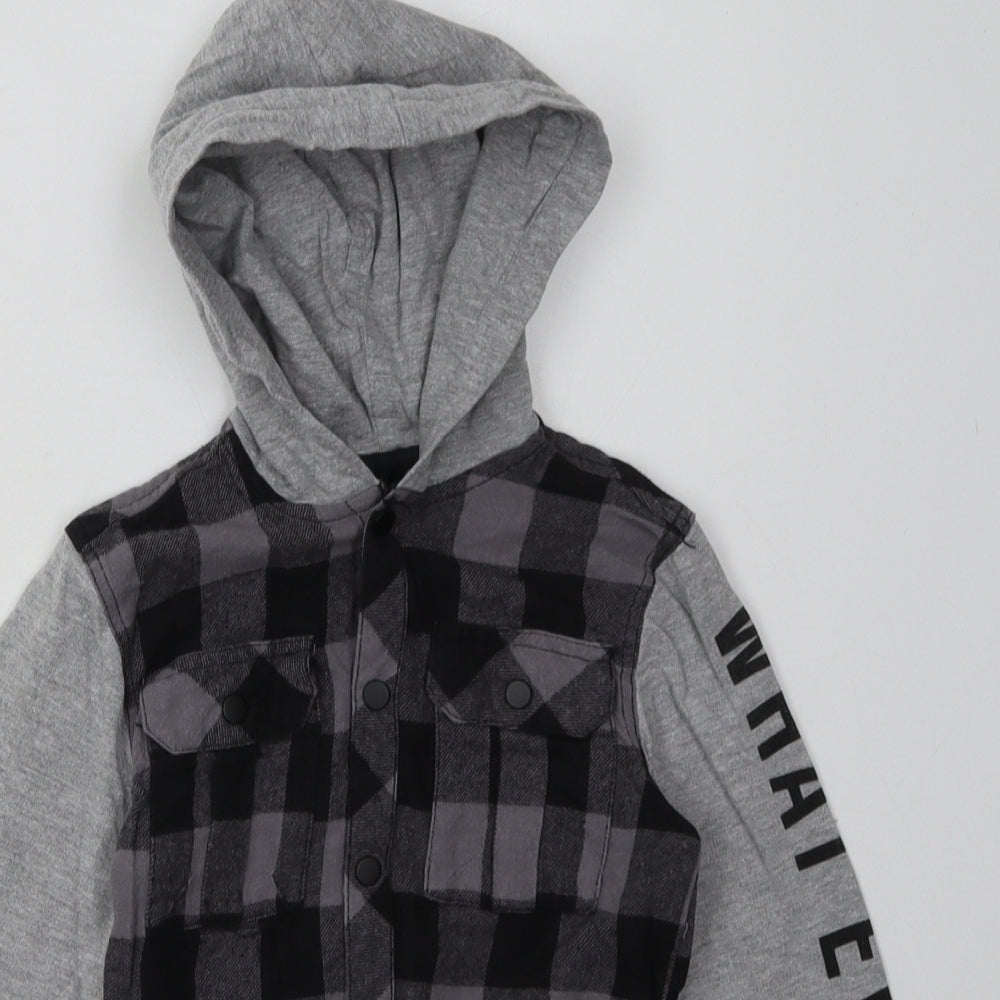 Primark Boys Green Check Cotton  Hoodie Size 3-4 Years  Button