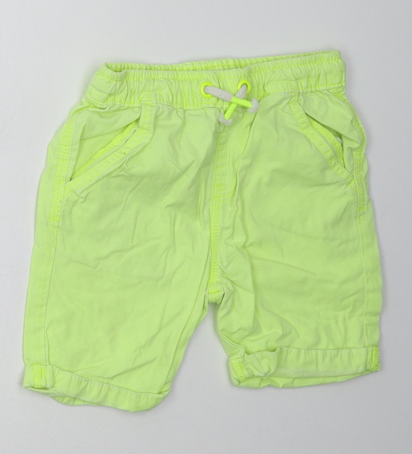 George Boys Yellow  Cotton Bermuda Shorts Size 3-4 Years  Regular Tie