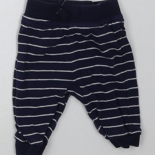 George Boys Blue Striped Cotton Sweatpants Trousers Size 0-3 Months  Tie