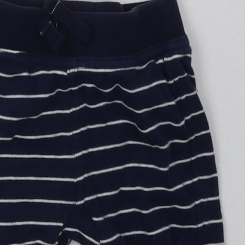 George Boys Blue Striped Cotton Sweatpants Trousers Size 0-3 Months  Tie