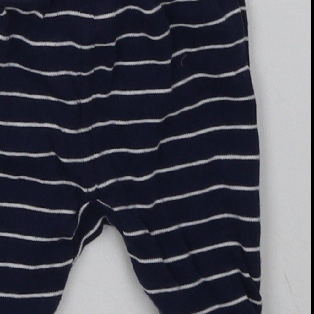 George Boys Blue Striped Cotton Sweatpants Trousers Size 0-3 Months  Tie