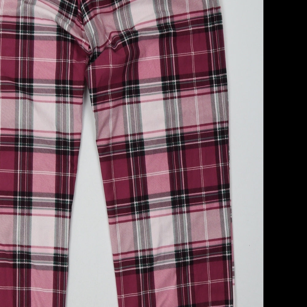 F&F Womens Pink Check Polyester  Pyjama Pants Size M