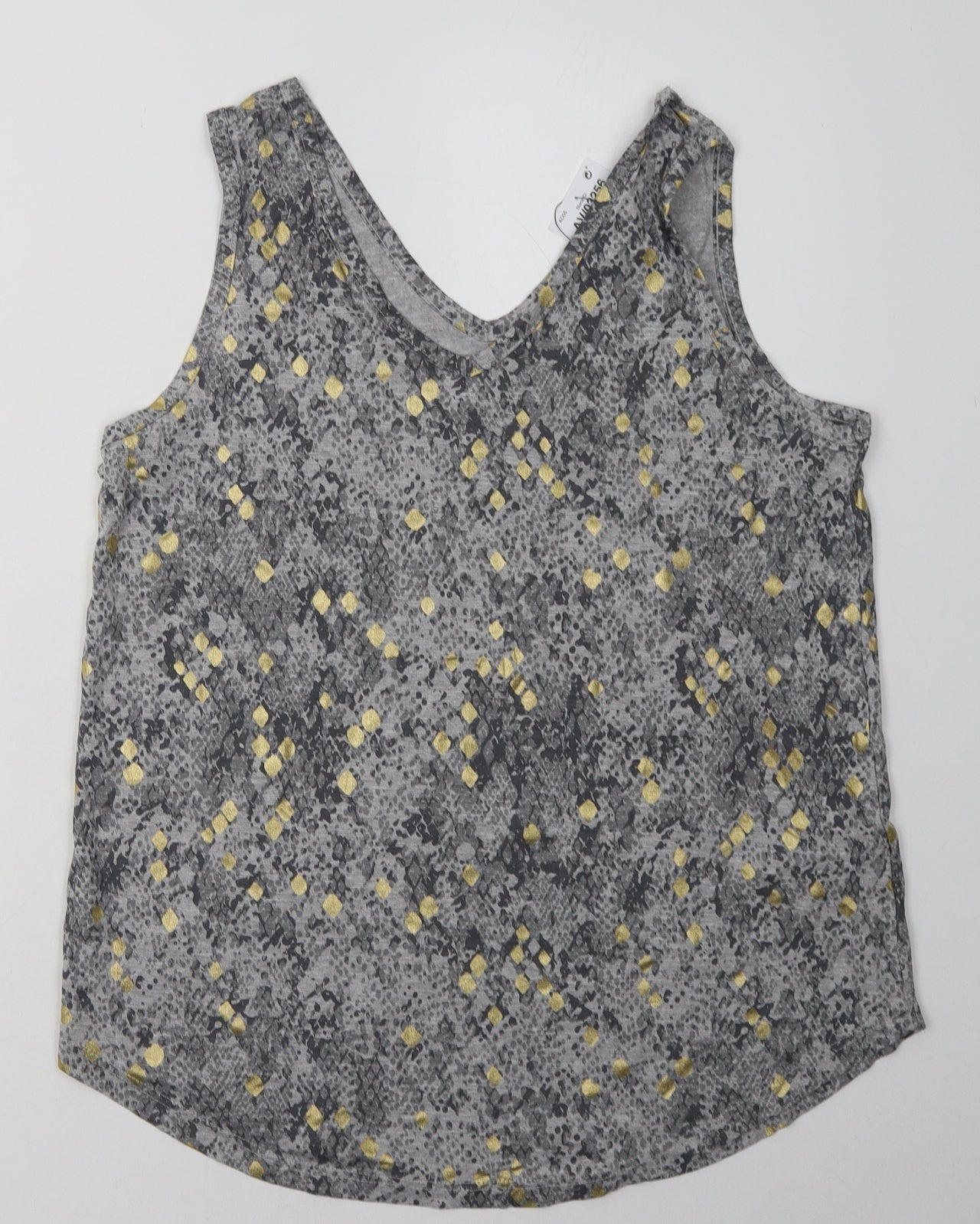 NEXT Womens Grey Animal Print Viscose Basic Tank Size 12 V-Neck