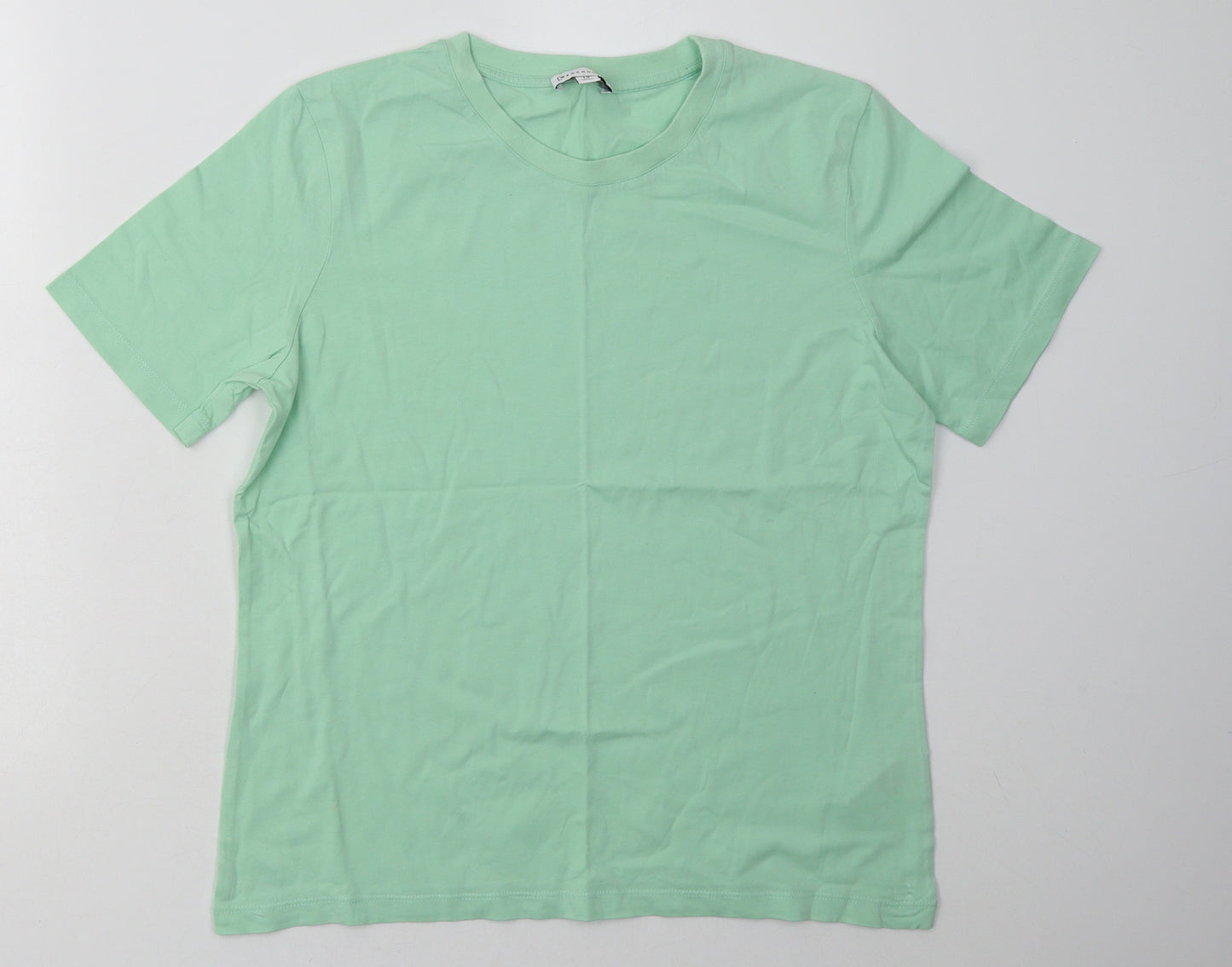 Warehouse Womens Green  Cotton Basic T-Shirt Size 12 Crew Neck