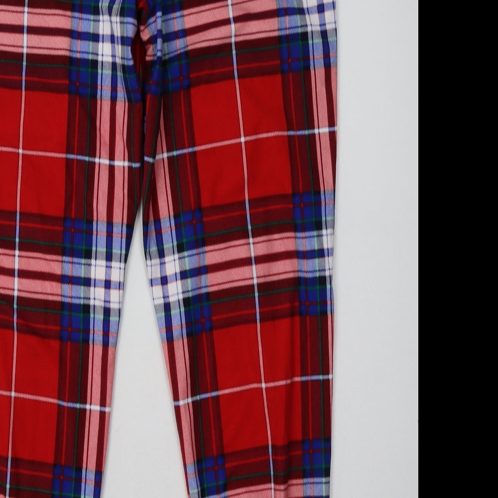 F&F Womens Red Check Polyester  Pyjama Pants Size M